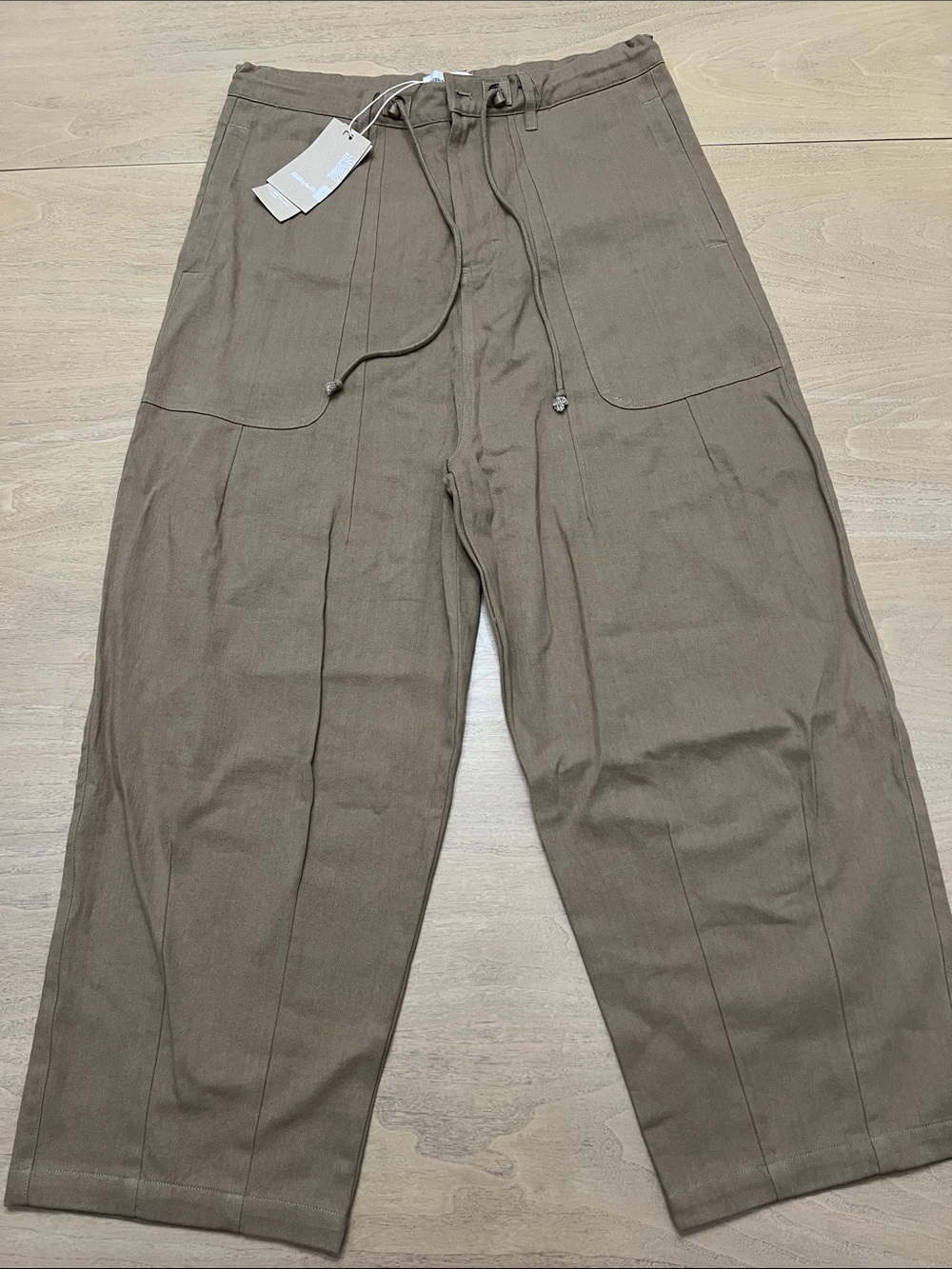 SATTA Men's Drawstring Wide-Leg Pants in Olive drab SIZE L